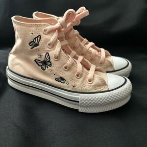 Converse peach High-Top Canvas Sneakers with Butterfly Embroidery